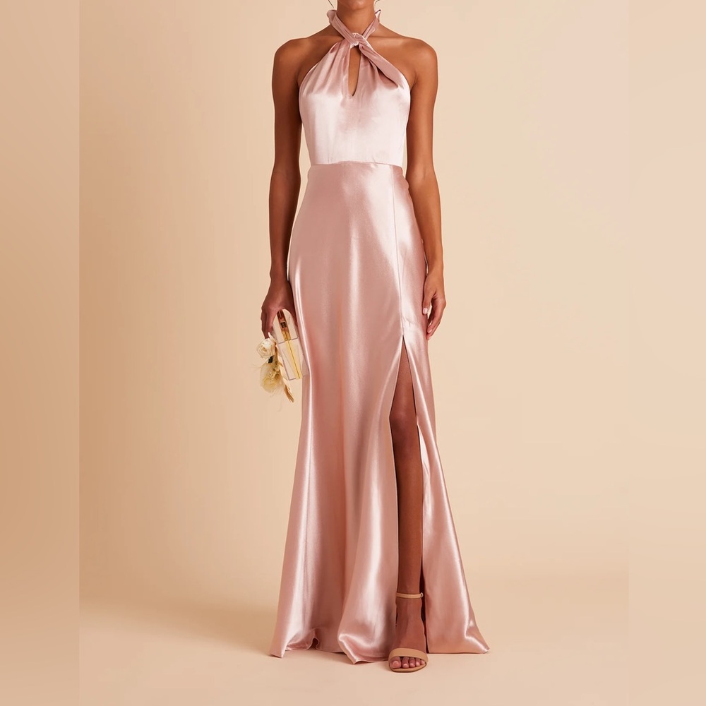 Birdy Grey Monica Dress Shiny Satin Rose Gold